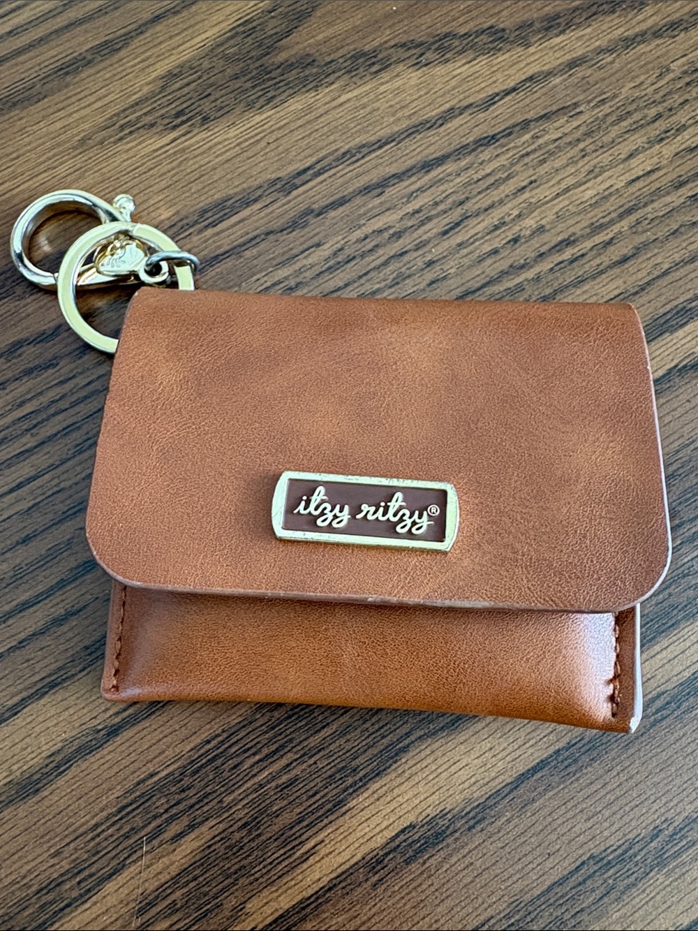Itzy Ritzy Tan Leather Keychain Card Pouch